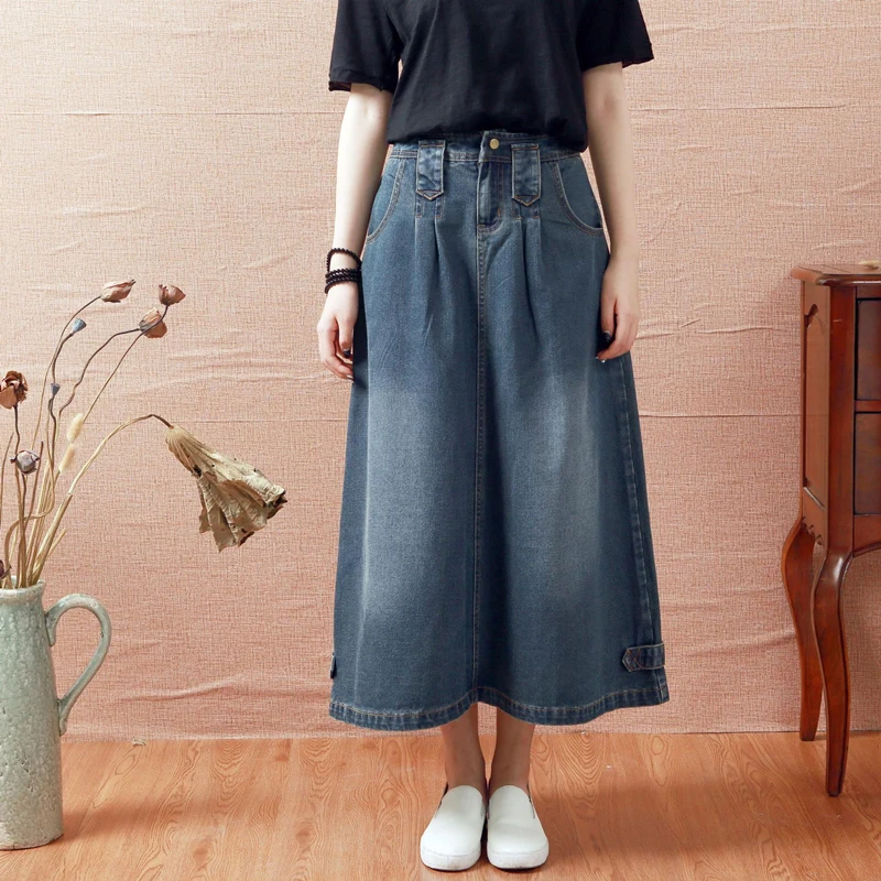 

Spring & Autumn New Denim Skirts Korean Version High Waist Mid-length Jean Skirt Female Umbrella Skirt for Women BSQ486