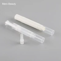 50pcs 5ml white or transparent plastic cosmetic pen empty round twist pen with silicon tipdial up pen lip gloss tube windup pen