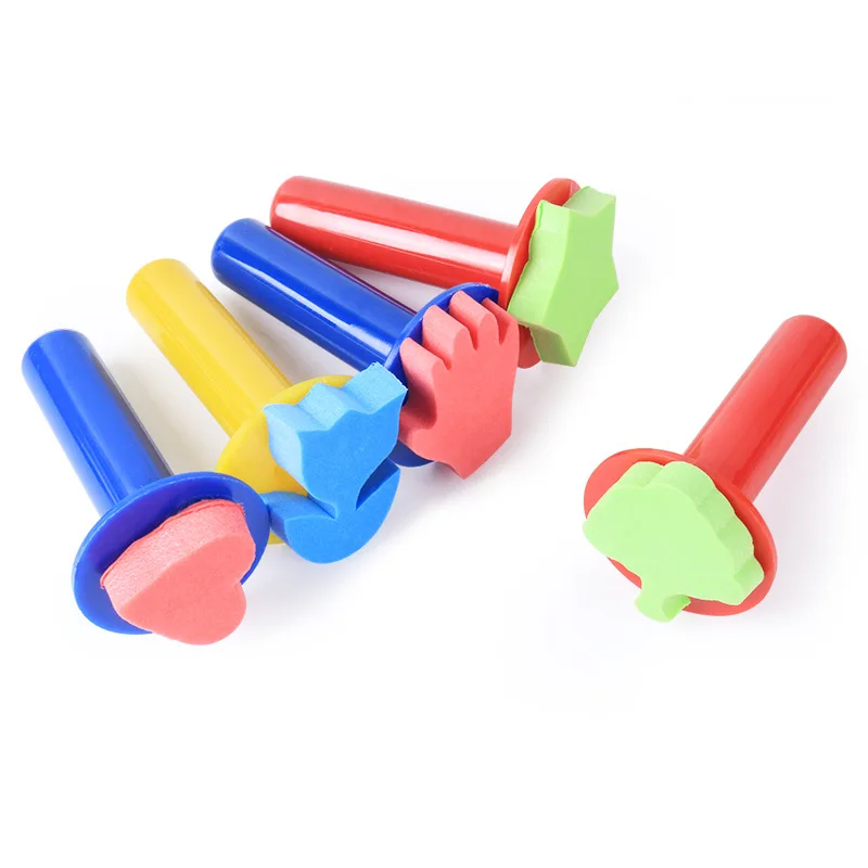 Sellos de esponja para ni&ntilde;os y ni&ntilde;as, Juguetes educativos, manualidades, pintura, aprendizaje, colorear y dibujar, 5 uds.-4