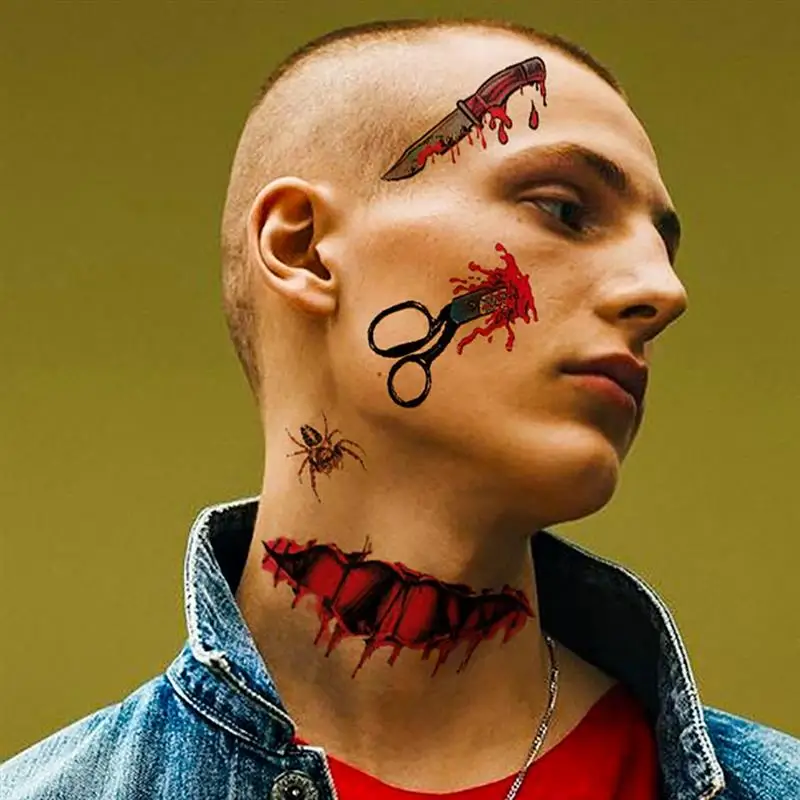 30 шт./Набор DIY Хэллоуин ужас временная татуировка наклейка 3D Реалистичная рана