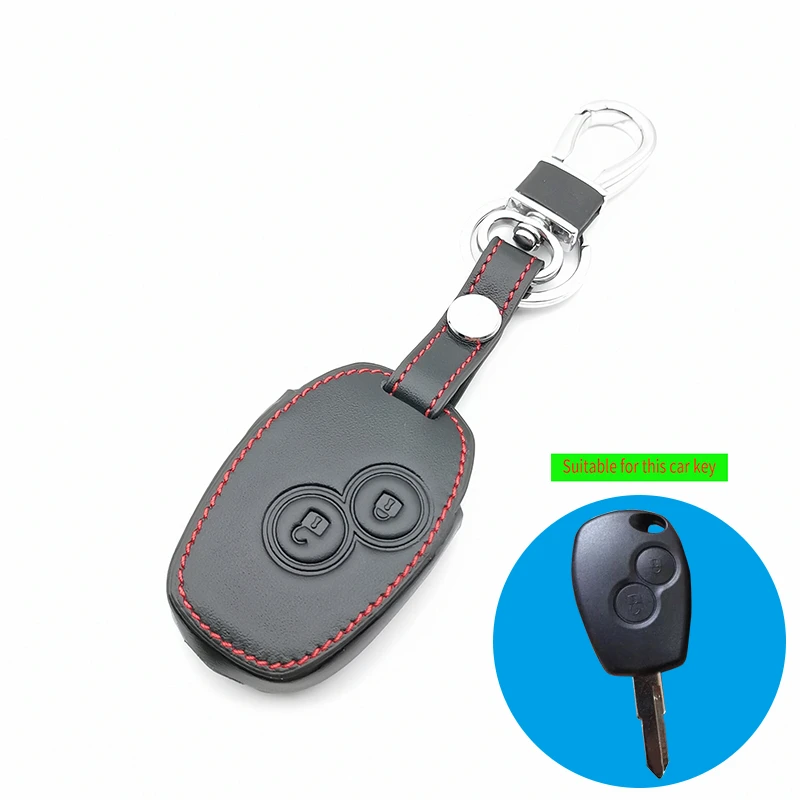 Кожаный чехол для автомобильного ключа с 2 кнопками Renault DACIA Sandero Captur Megane Scenic Kangoo