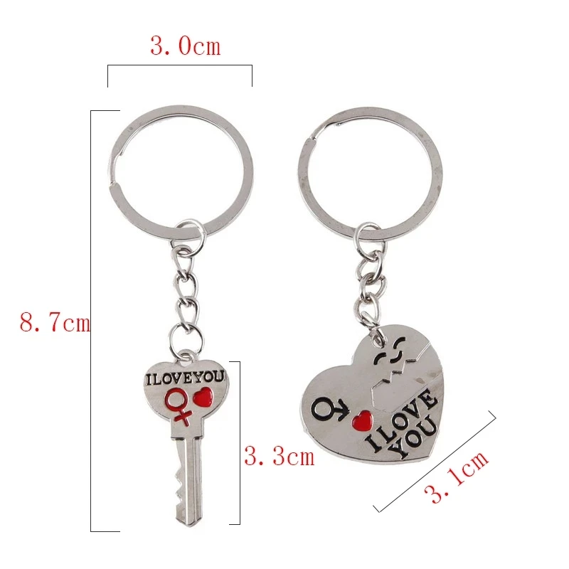 

1 Pair Couple I LOVE YOU Letter Keychain Heart Key Ring Silvery Lovers Love Key Chain Souvenirs Valentine's Day Metal Gifts