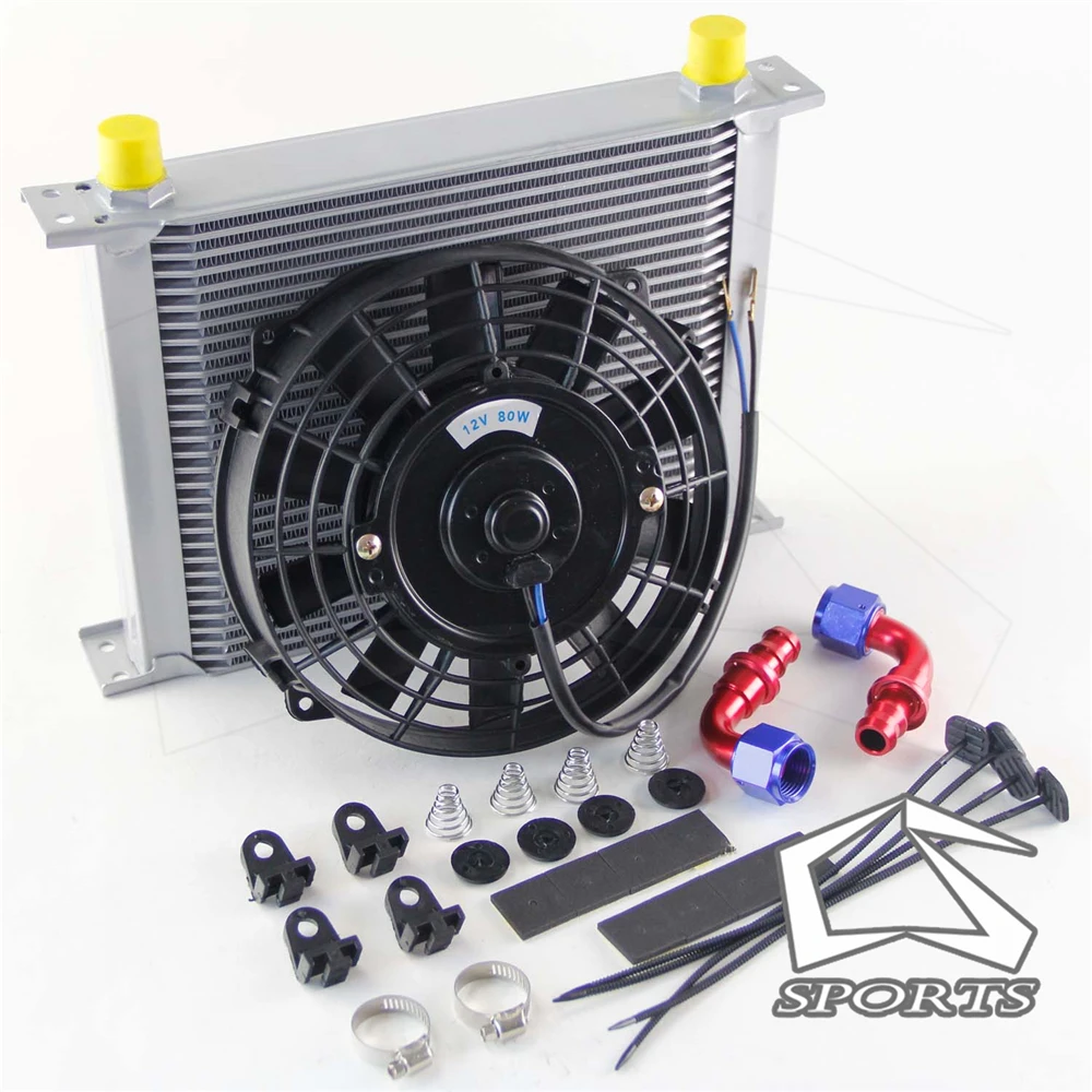 Универсальный 30 рядный масляный радиатор двигателя AN10 с фитингами + 7 дюймов