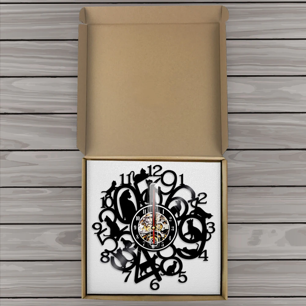 Настенные часы с забавным котенком виниловые украшения для детской комнаты