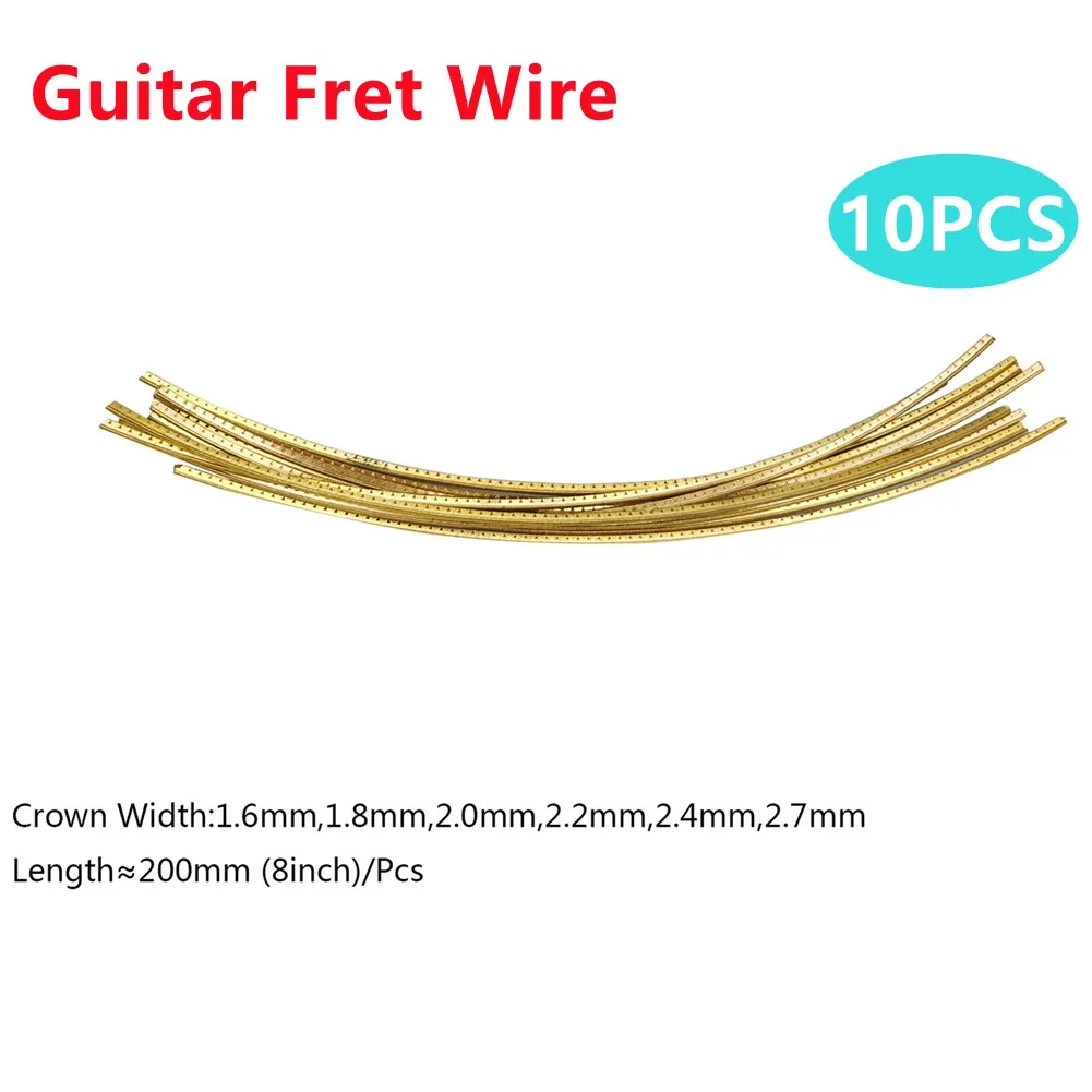 10Pcs Brass Guitar Fingerboard Frets Beautiful Durable Brass Material Guitar Repair Wire 200mm Lengths 1.6 1.8 2.4 2.7mm Frets enlarge