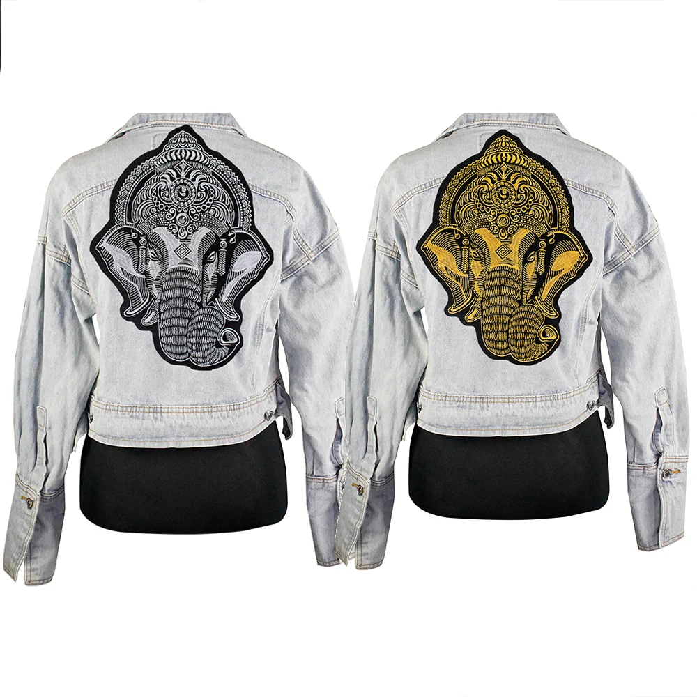 Вышитый Большой Слон Ганеш нашивка на голову одежда наклейки сумка Утюг