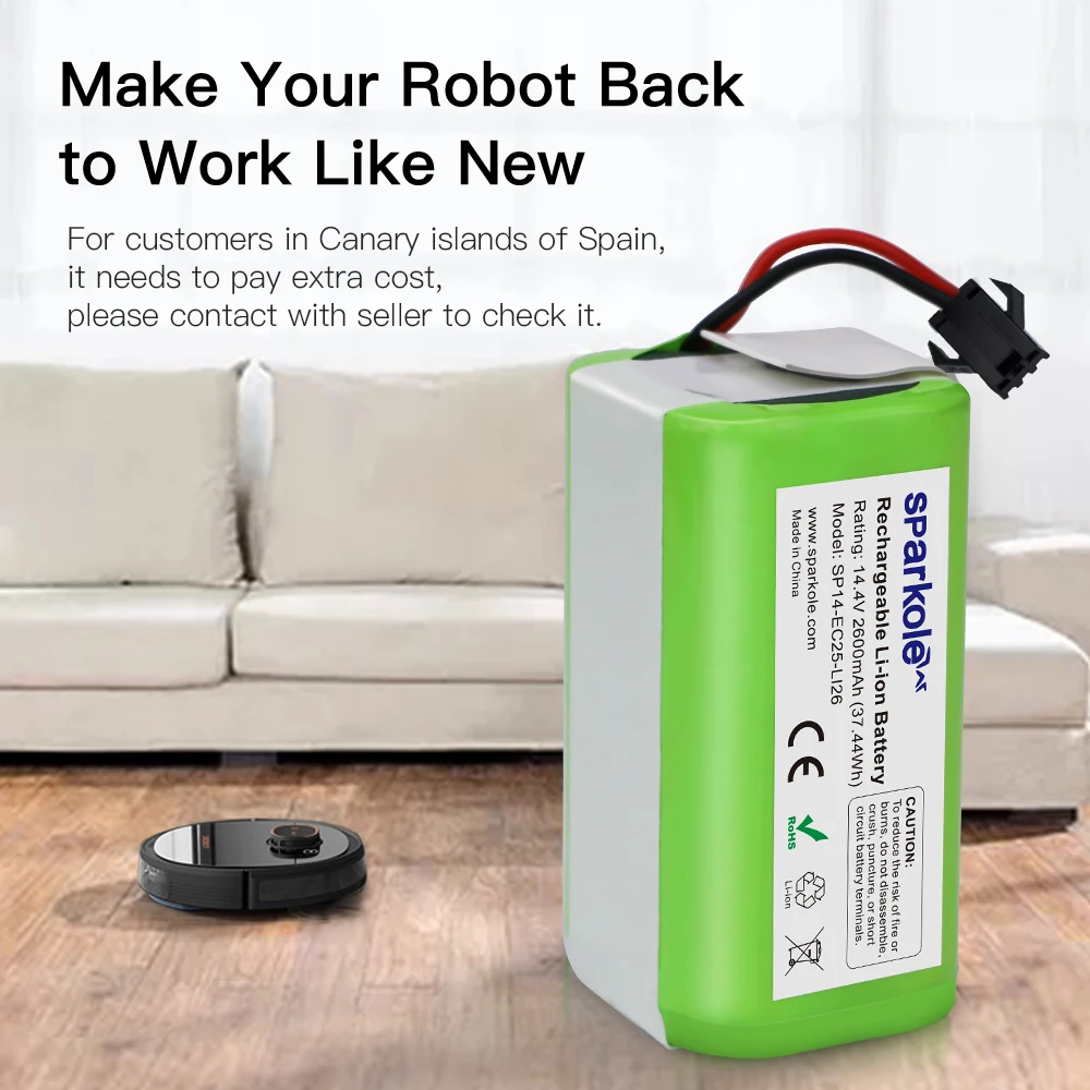 Сменный аккумулятор sparcole 14 4 В 2600 мАч для Deebot N79S N79 DN622 Robovac 11 11S Max Conga Excellent 990 IKOHS