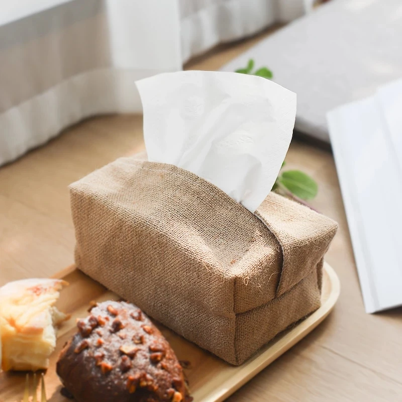 Linen Fabric Tissue Case Cover Box Holder Rectangle Container Home Car Towel Napkin Papers Bag Pouch Chic Table Decoration | Дом и сад