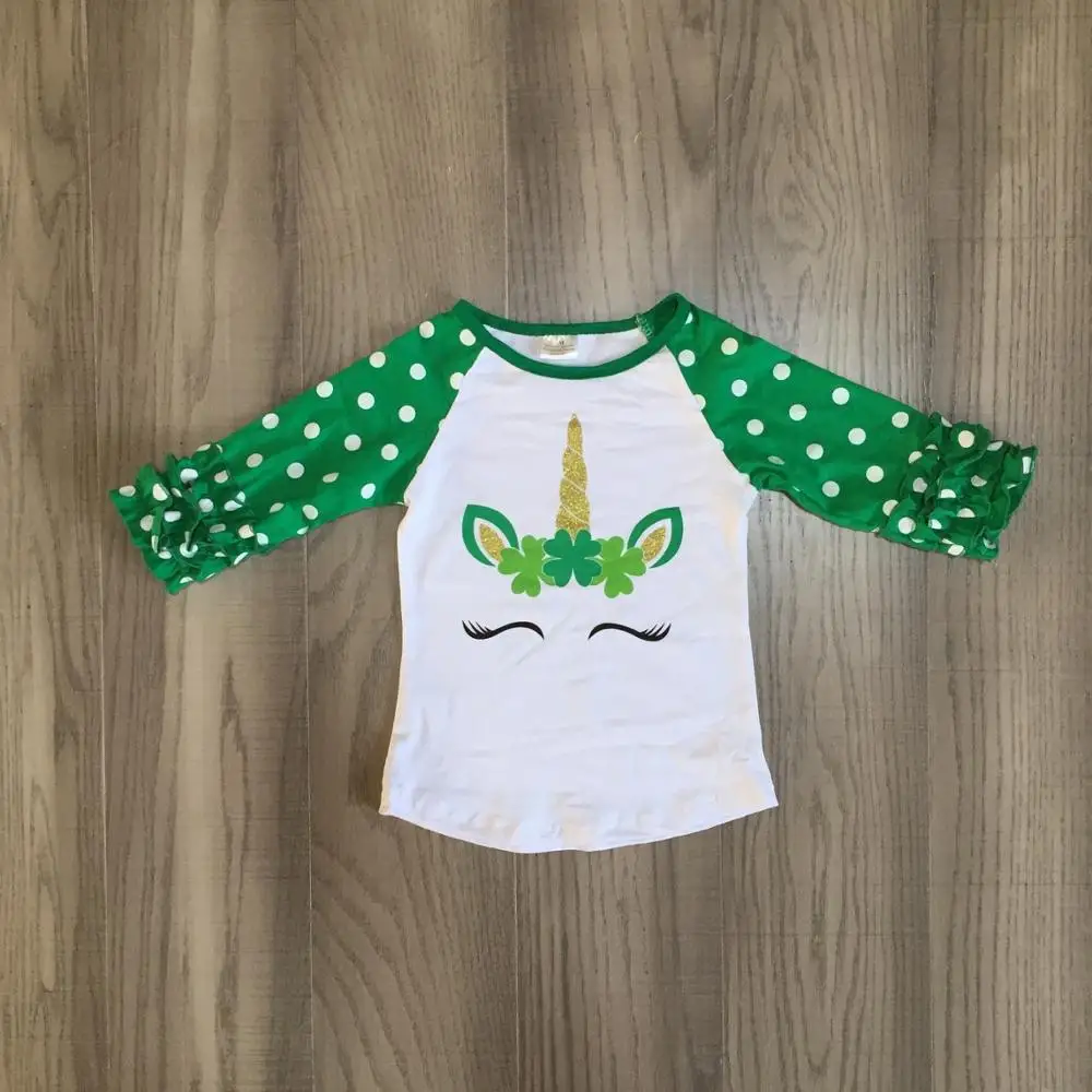 День Святого Патрика для маленьких девочек с рукавом три четверти хлопковый