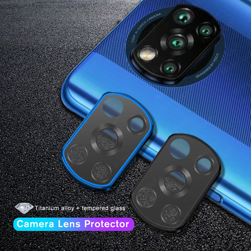 Étui en alliage de titane pour objectif de caméra arrière  Protection antichoc pour Xiaomi Mi Poco