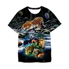 Футболка с изображением волкалеопарда, тигра, футболка с 3D принтом животных, футболка в стиле хип-хоп, крутая Одежда для мальчиков и девочек, новые летние топы