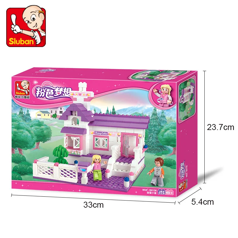 

193pcs SLuban Purple Romance Sweet Hut House Building Blocks 2 Lover Dolls Minifigures Children's Toys for ChildsGift Ornaments