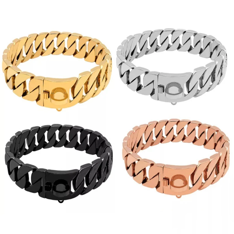 Прочный металлический ошейник-цепочка для собак украшение из нержавеющей стали