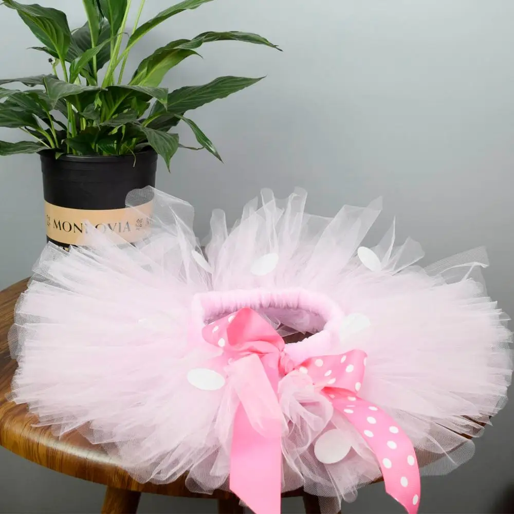 

Light Pink Polka Dots Fluffy Tutu Skirt Baby First Birthday Party Costume Infant Toddler Tulle Skirt Dance Skirt 0-6T Cake Smash