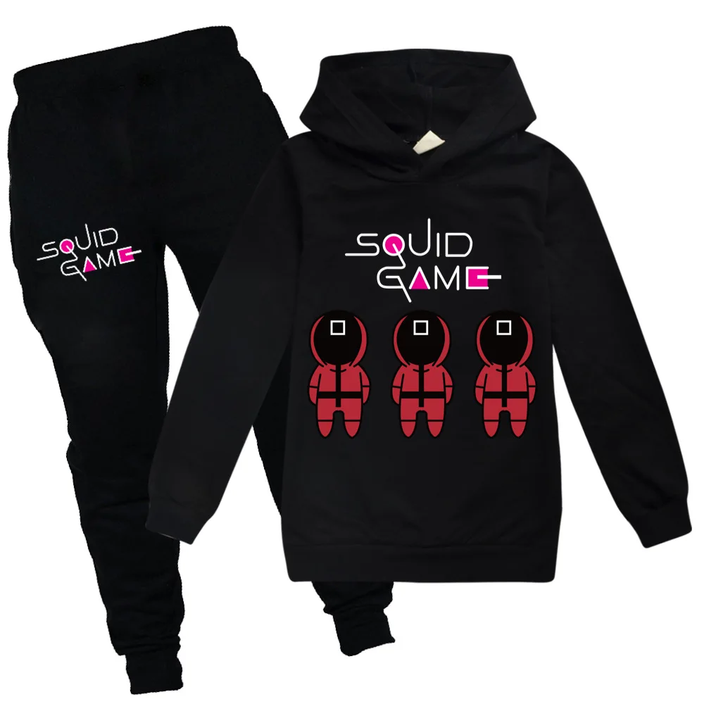 

2021 Movie Squid Game Round Six Kids Halloween Cosplay Costume Jacket Hoodie T Shirt +pants set 456 Sportswear Children Clothing
