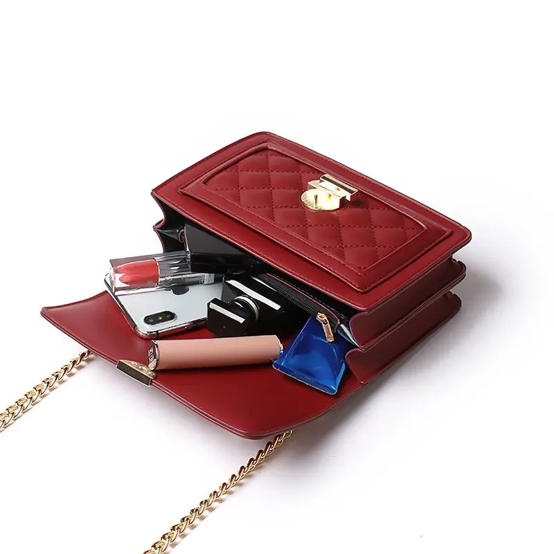 

Iron Shoulder Handle PU Leather Crossbody Bags For Women 2020 Shoulder Messenger Bag Female Small Chain Handbags and Purses