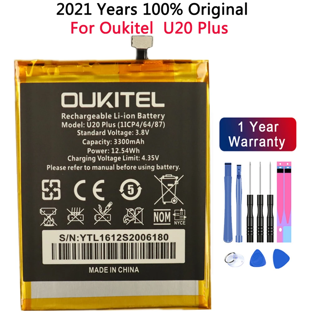 

100% Original Oukitel U20 Plus Battery Replacement New High Quality Capacity 3300mAh Battery for Oukitel U20 Plus + Gift Tools