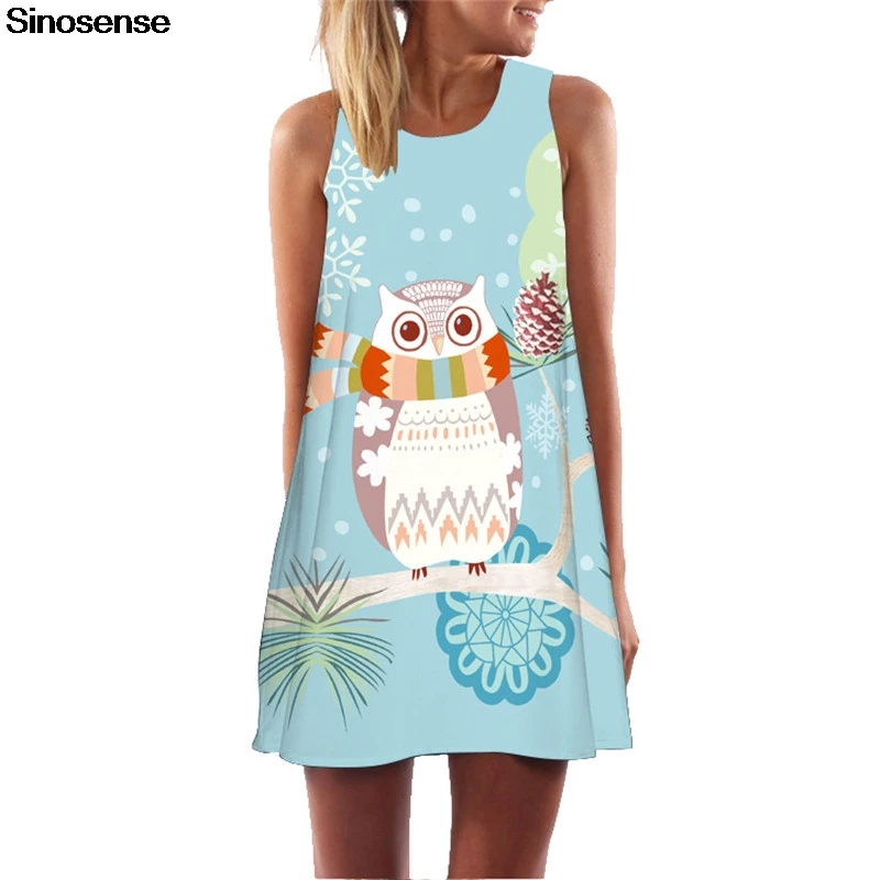 Женское свободное шифоновое платье без рукавов с 3D принтом Пляжное Платье в