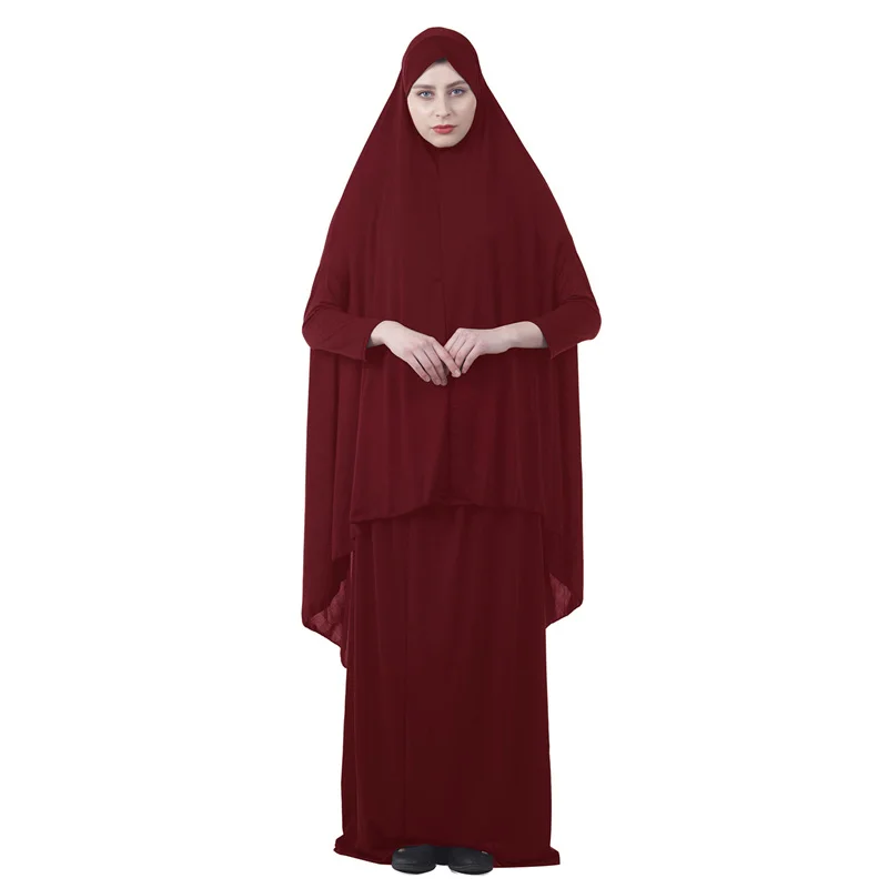

Eid Muslim Women Islamic 2 Peice Prayer Dress Hijab Long Khimar Skirt Set Jilbab Abaya Prayer Worship Service Full Cover Clothes