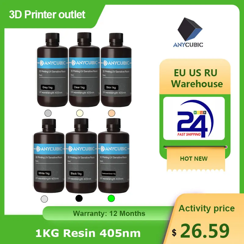 Фотополимер ANYCUBIC 500 г/1 кг/2 кг нм УФ-полимер для ЖК-экрана материал 3d-печати Photon/Photon
