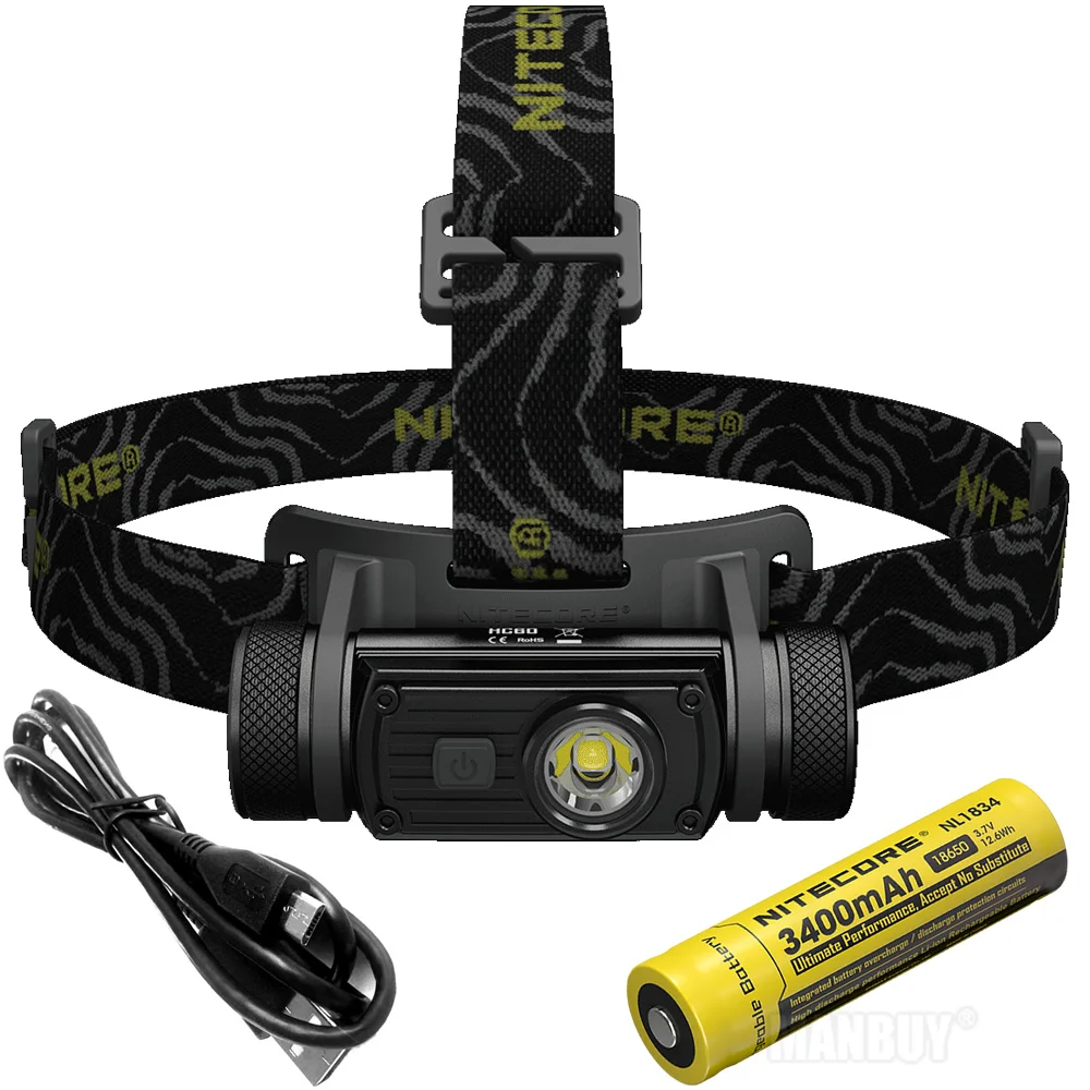 Налобный фонарь NITECORE HC60 HC60W CREE XM L2 U2 2021 лм перезаряжаемый водонепроницаемый