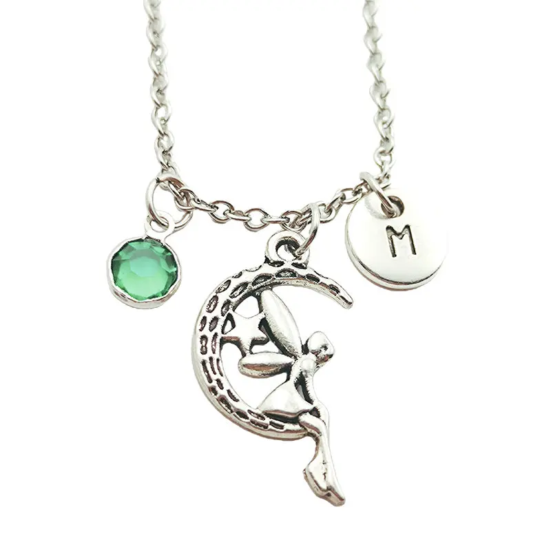 

Fairy Moon New Necklace Birthstone Creative Initial Letter Monogram Fashion Jewelry Women Christmas Gifts Accessories Pendants