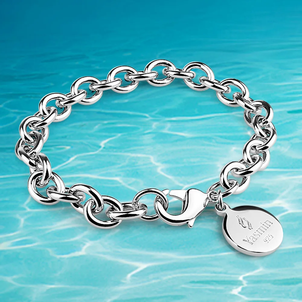 925 sterling silver bracelet 16-22 cm small circular brand is contracted fashion suitable for women and man | Украшения и