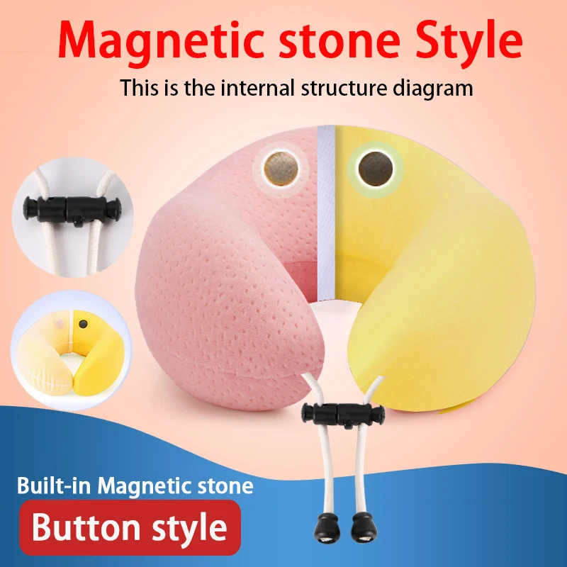 Magnetic stone style U-образная подушка для путешествий с эффектом памяти, ортопедические массажный эффект для шеи, подушка для офисного самолета, Подушка для сна, подушка для здоровья шейки - Цвет: Magnetic stone style