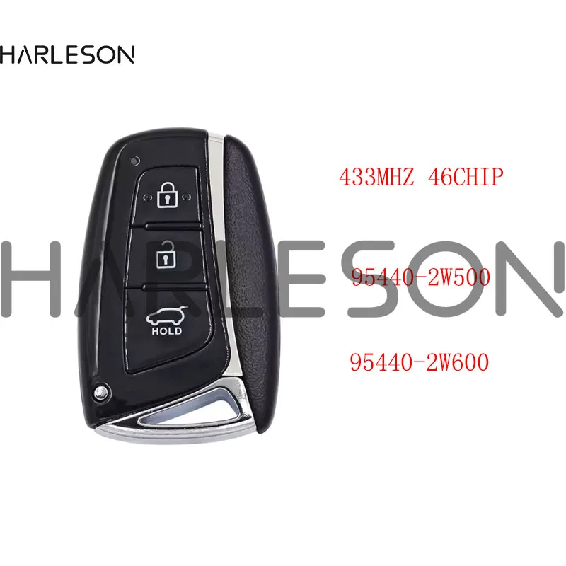 Llave de coche remota inteligente con 3 botones, mando a distancia con Chip ID46 de 433Mhz para Hyundai Santa Fe 2012, 2013, 2014, 2015, FCC ID: 95440, 2W500/95440, 2W600