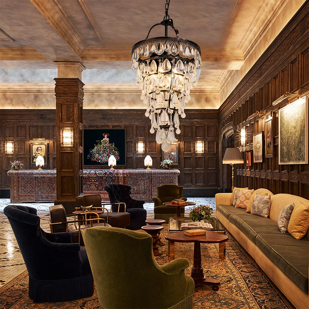 Новый дизайн американские и европейские ретро хрустальные люстры в виде капель