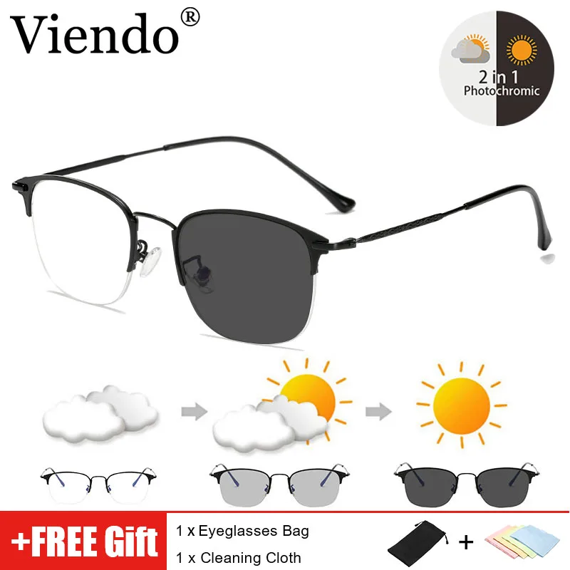 

Photochromic Sunglasses Classic Semi Rimless Anti Blue Light Glasses Men Anti Ray Glasses Frames Computer Women Gaming Goggles