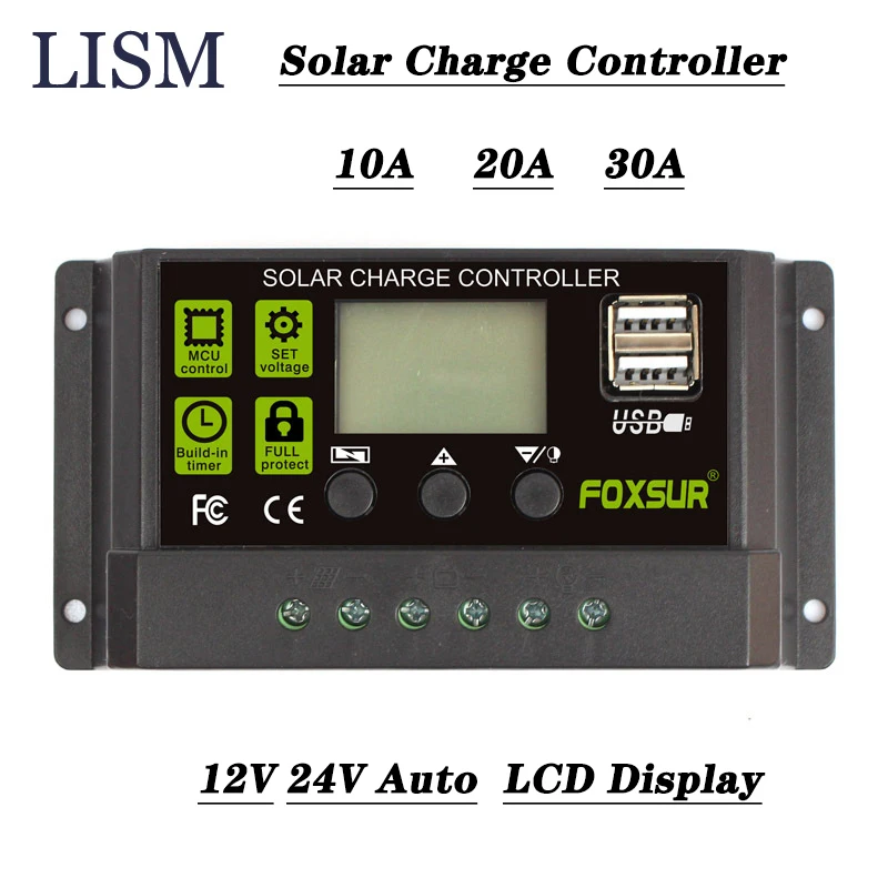

ЛМС 10A/20A/30A 12V/24V Авто блок управления установкой на солнечной батарее Батарея Контроллер заряда для фотоэлектрических систем для солнце Мощ...