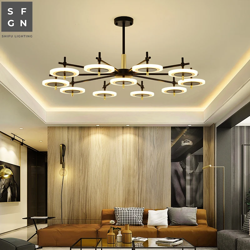Современный люстра освещения светодиодные люстры потолочные светильники скандинавского стиля железные светильники для гостиной, столовой, спальни дома.