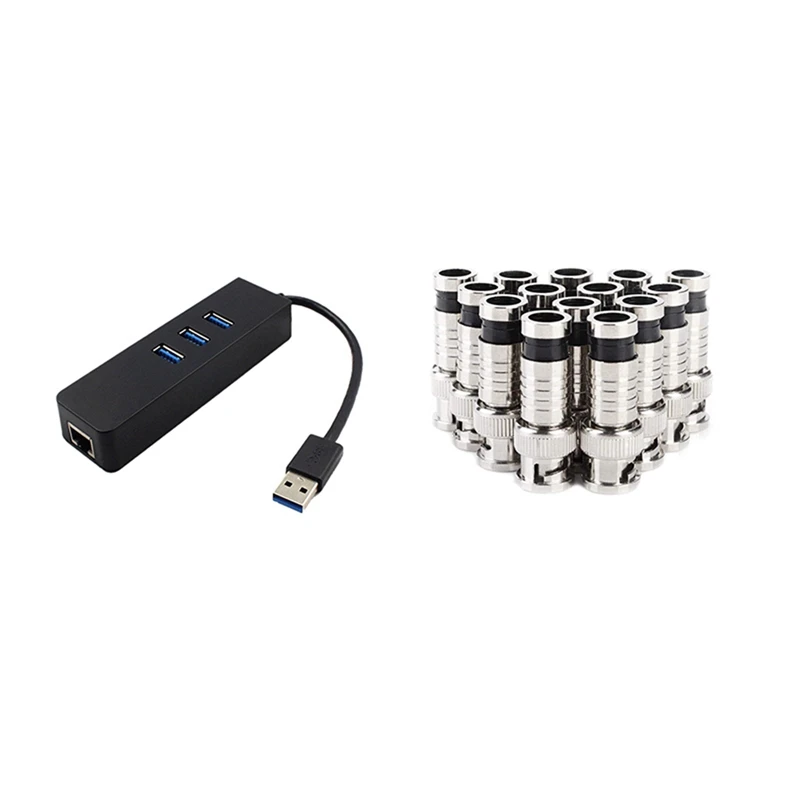 3 порта USB 0 концентратор Gigabit Ethernet Lan RJ45 и BNC компрессионный разъем RG59 обжимной