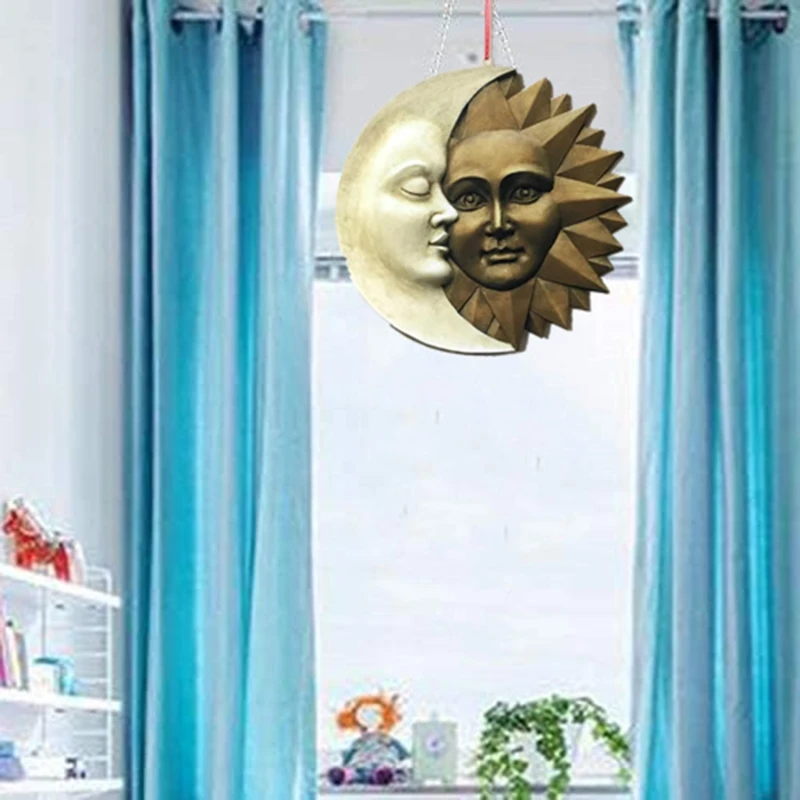 

Celestial Harmony Sun and Moon Indoor Outdoor Wall Sculpture Ornament 12 Inch Hanging Art Home Garden Decoration