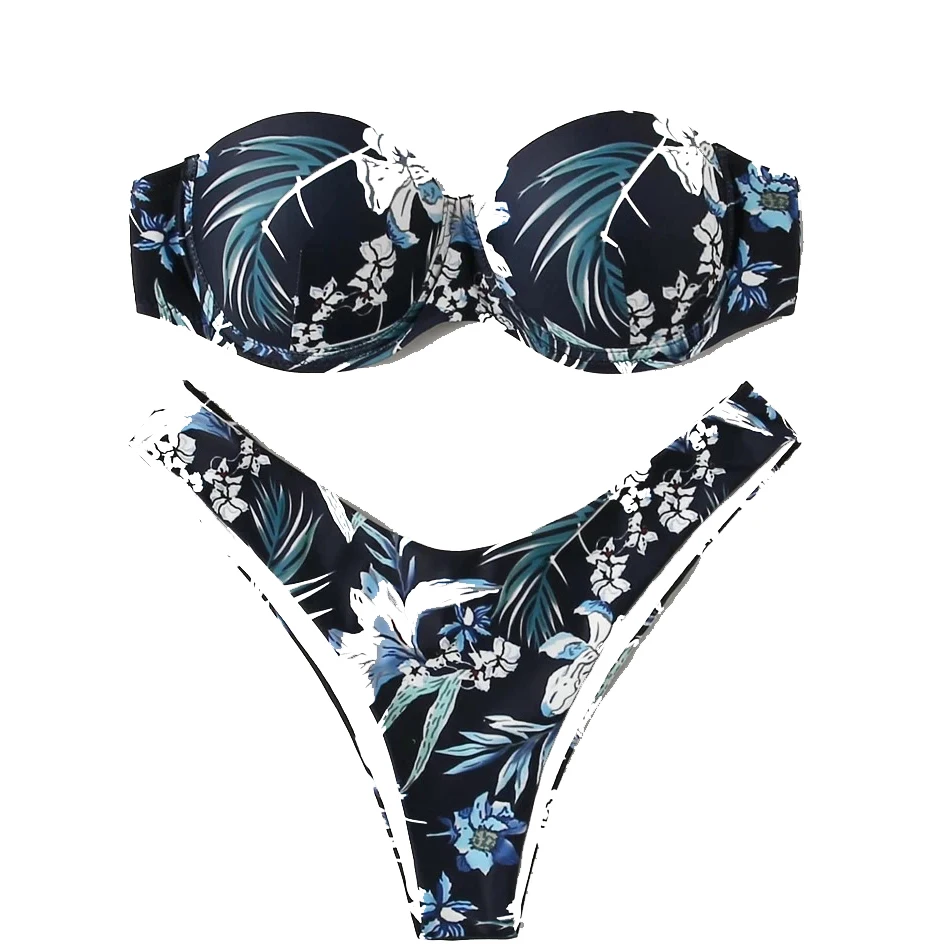 

Women's Two-Piece Suits Leopard Print Snake Skin Wire Pushed Up Sexy Bikini Low Waist Beachwear Bathing Suit Swimwear 2021