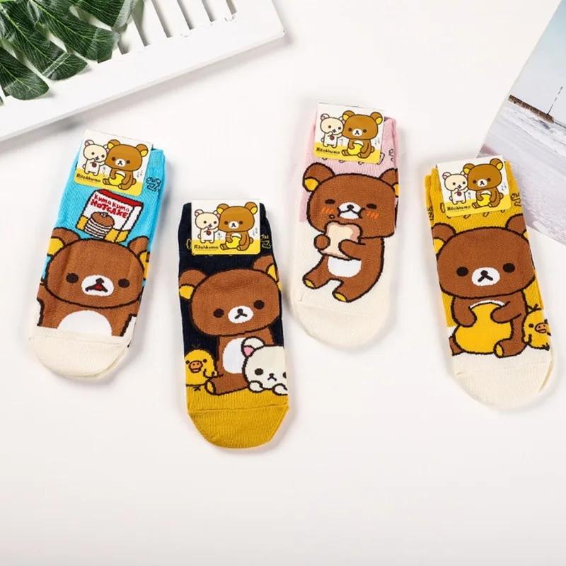 Носки с мультяшным медведем Rilakkuma милые забавные модные новые женские весенне