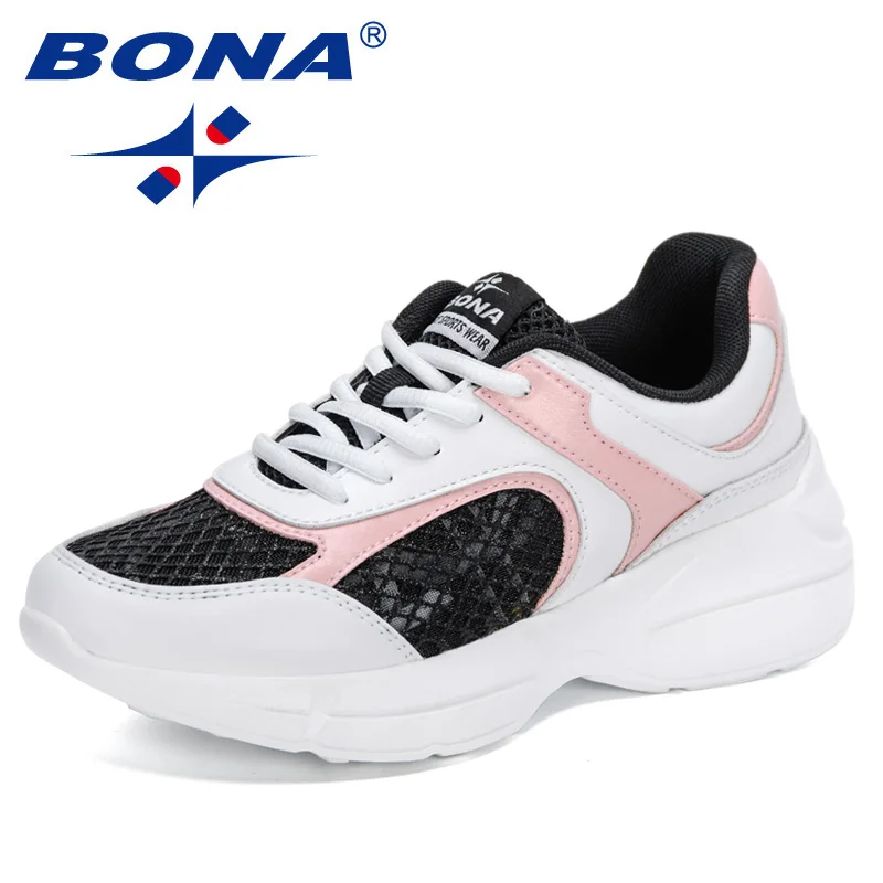 

Женские сетчатые кроссовки BONA, повседневные туфли на плоской подошве, Вулканизированная подошва, дизайнерская обувь для отдыха, 2021