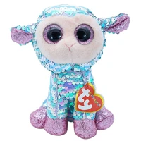 15cm ty beanie big eyes reversible sequin blue sheep glittering soft plush stuffed doll toy child birthday christmas gift