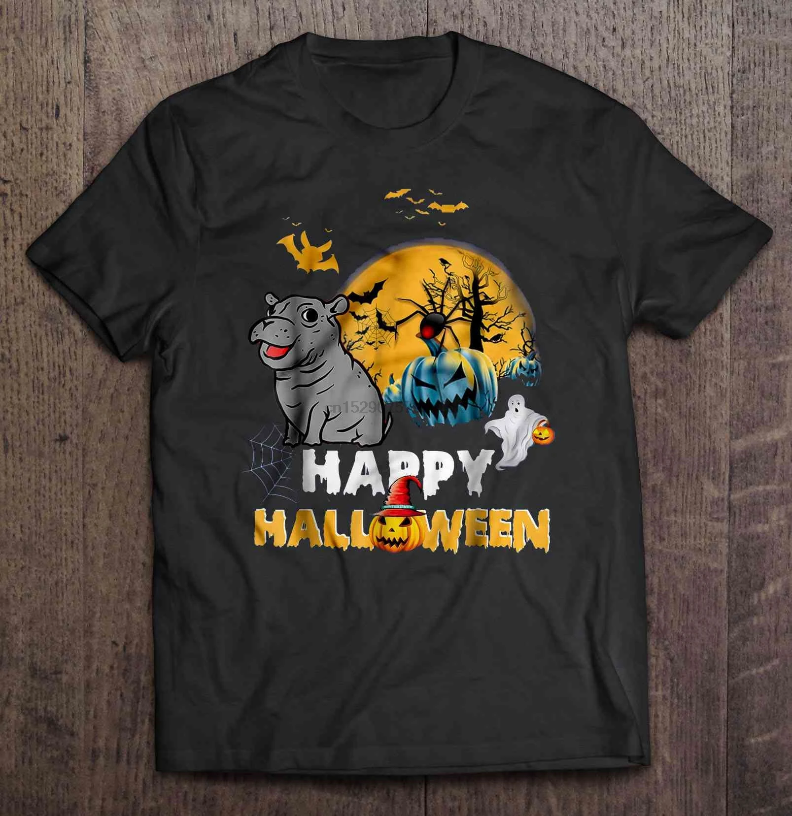 Мужская футболка счастливый Хэллоуин Бегемот женская футболка| |