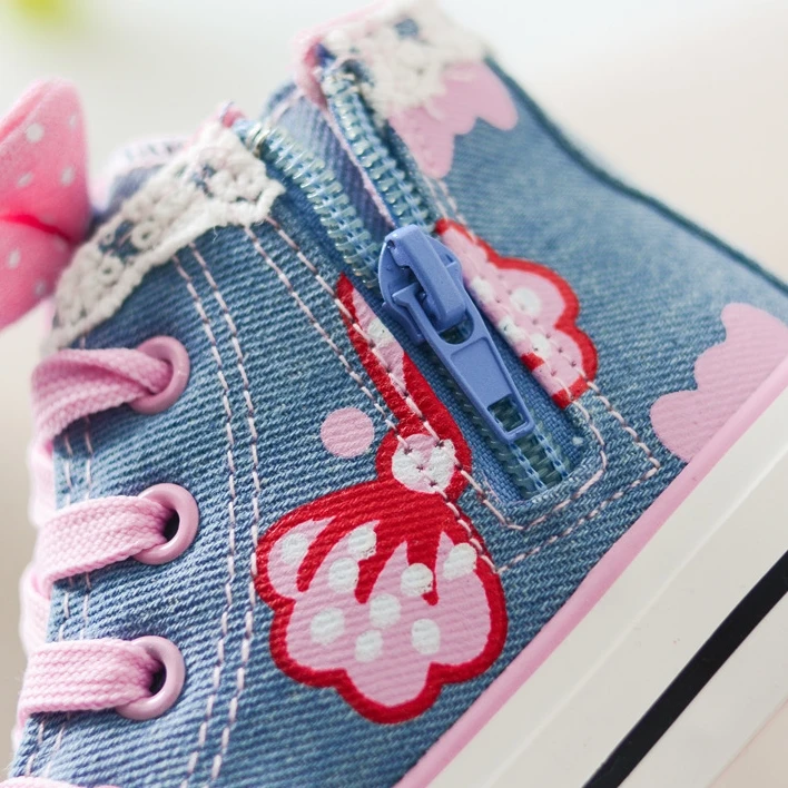 Baby Kids Sneakers Little Girl Canvas Shoes with Lace Anti-slippery Function for School and Shopping | Детская одежда и обувь