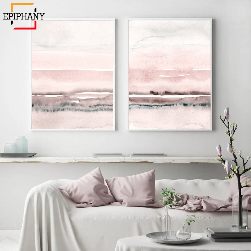 Настенная картина абстрактный настенный постер розового и серого цветов в