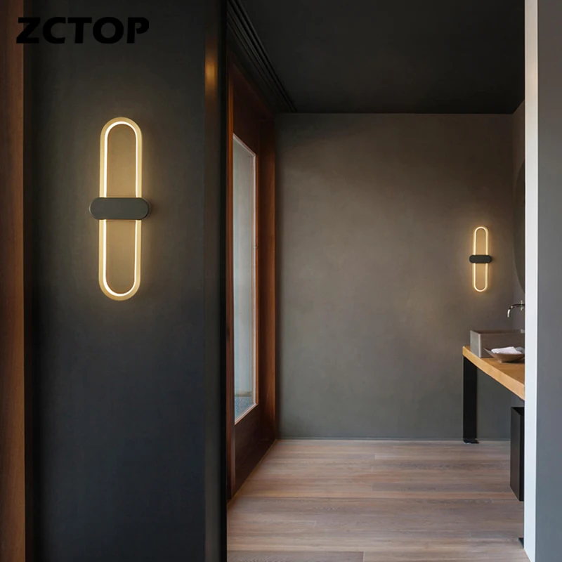

Black Gold Wall Lights Modern LED Wall Lamps Decor Bedside Lights Full Copper Wall Sconces Hotel Aisle Corridor Lights 110V 220V