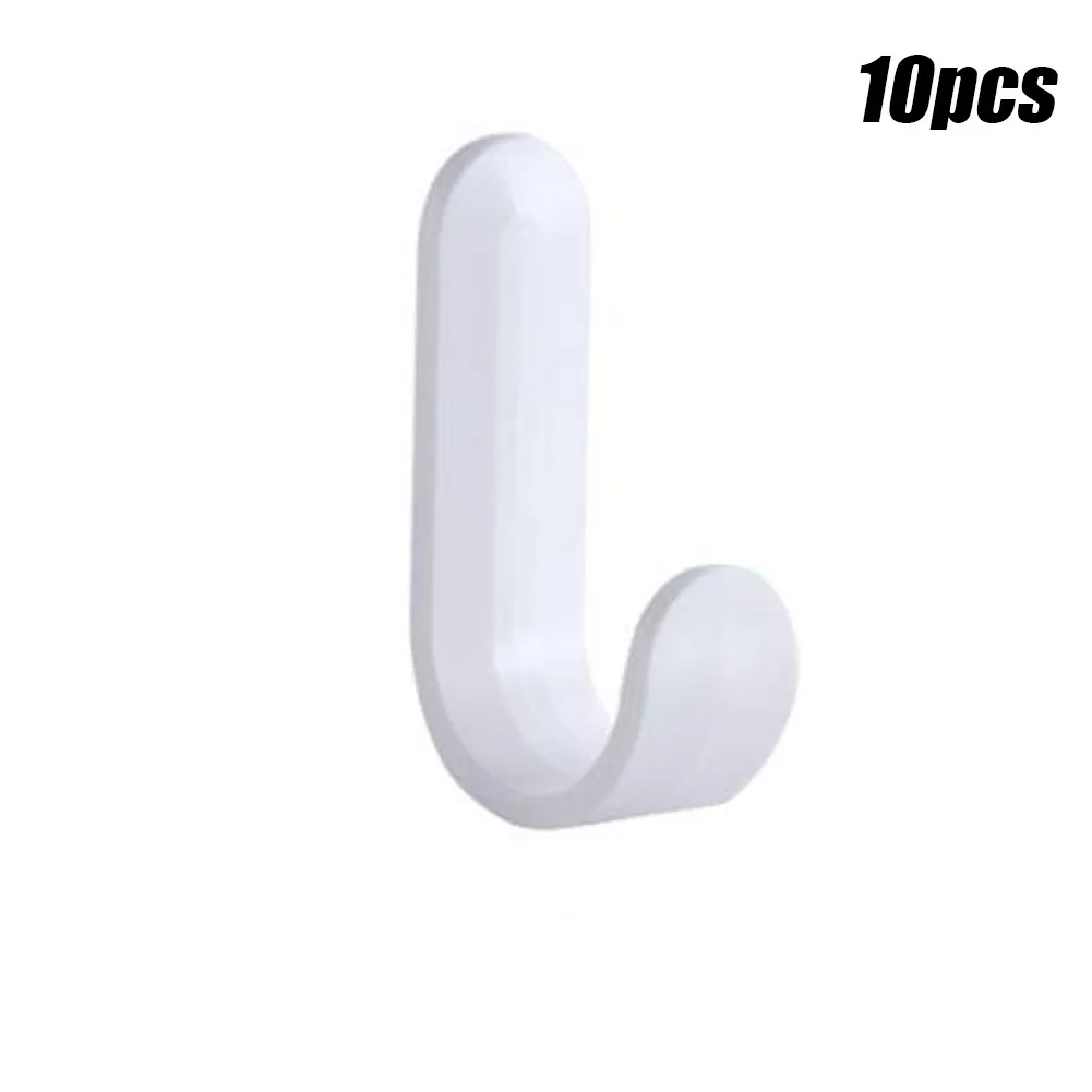 

10PCS 6*3.2cm Household Non-marking Multifunctional Clothes Hooks Perforation-free Mini J-shaped Clothes And Hat Hooks