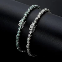 hiphop 3mm 4 6ct d color moissanite tennis chain bracelets women jewelry 925 sterling silver moissanite necklace with gra gift