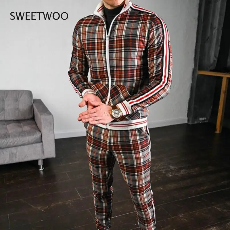 

2021 New Men's Autumn Gentlemen Tracksuit Set Jackets Sets Tracksuit Men Sportswear Male Suit Pullover Two Piece Set Casual Sets