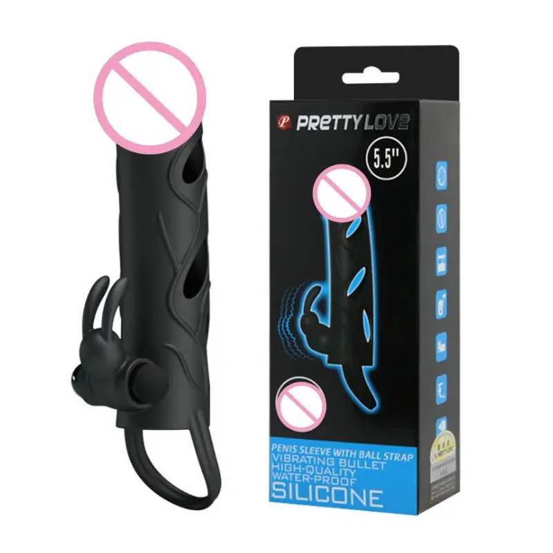 Мужской пенис удлинитель силиконовый Двойной вибрирующий рукав для взрослых пар