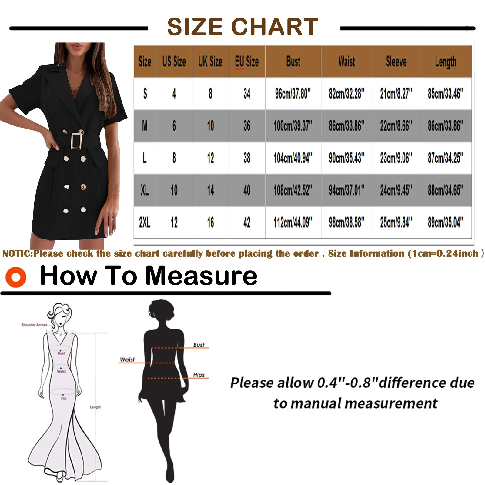 

Ofice Ladies Dress Summer Short Sleeve Button Dress Casual Fashion Waist-skimming Decorated Suit Short-sleeved Dress Women