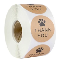 kraft paper thank you stickers seals labels dog paw print 1 inch gift baking bag packaging decor stationery sticker 500 per roll