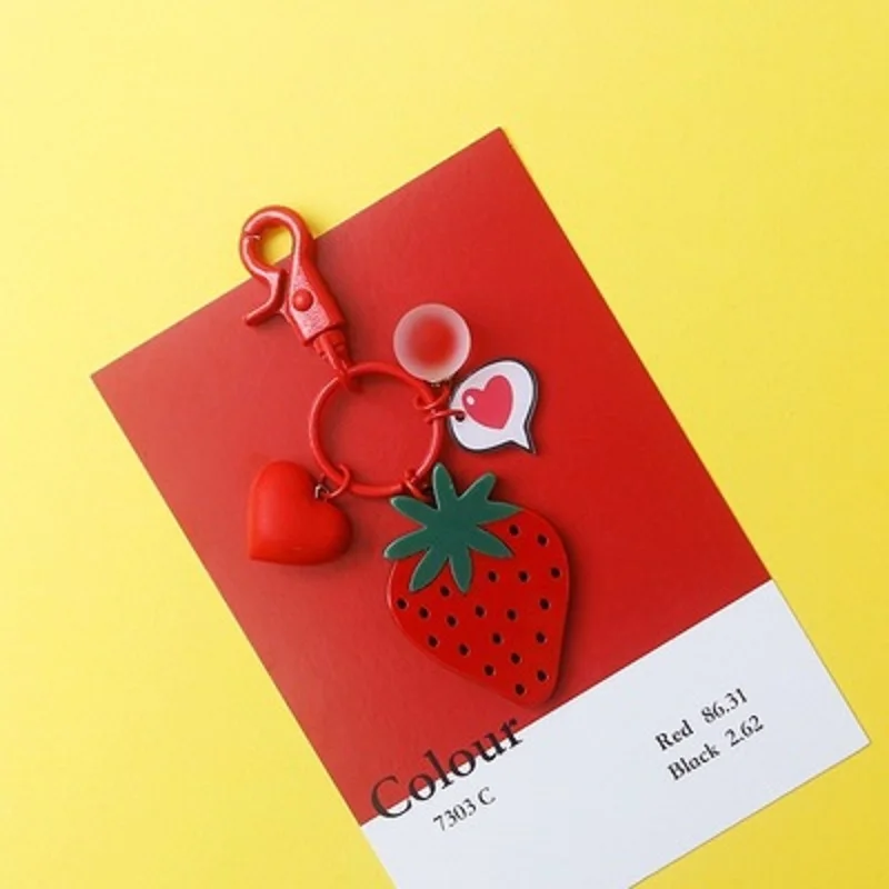 

peach and strawberry cartoon key chain Simulation Fruit Avocado Heart-shaped Keychain Key Ring Fashion Jewelry Gift For Women